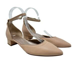 Agl D'Orsay Pumps Leather Low Heels Neutral Beige Size 36.5 US 6.5